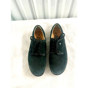 FINN COMFORT Black Suede Walking Oxford Perforated Lace Up Women's 6.5 (4.5 EU)